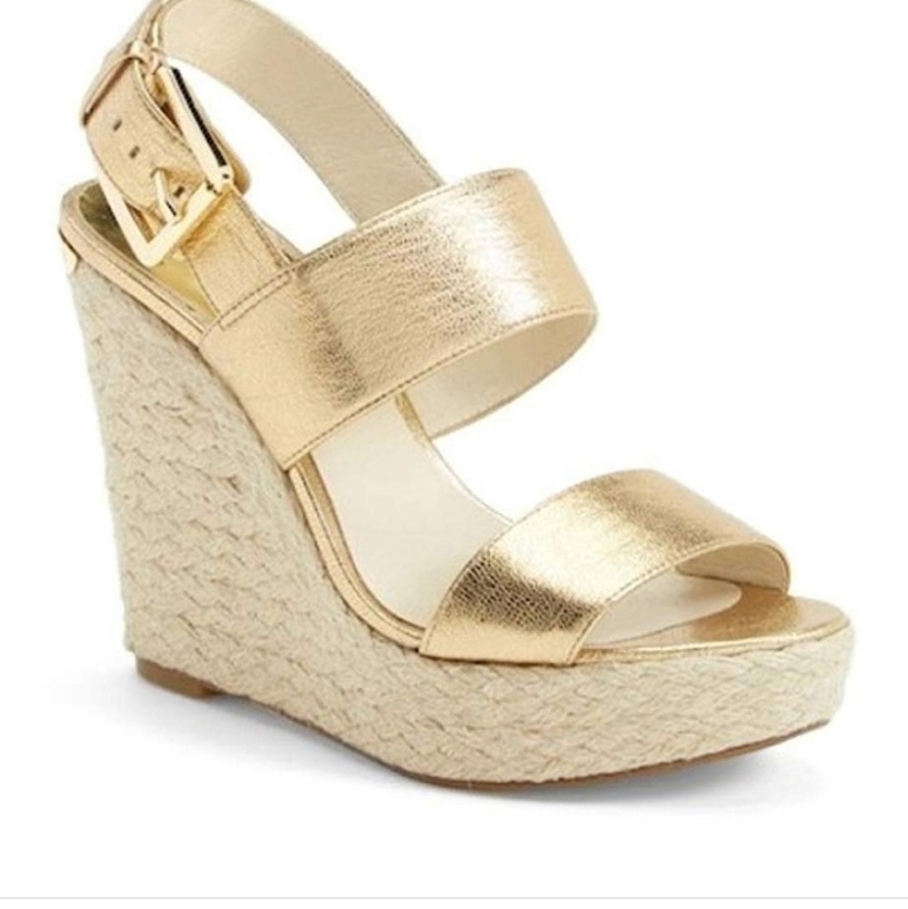 MICHAEL Kors Womens Gold Espadrilles, Size 9.5